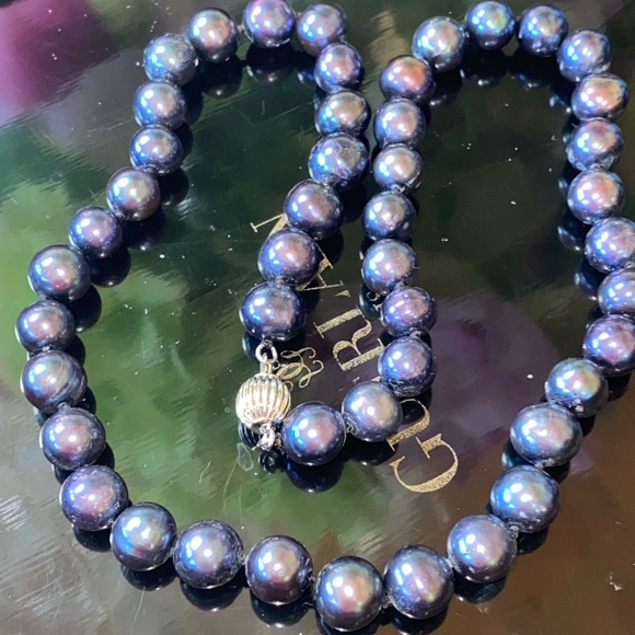 Genuine Black Akoya Pearl Necklace 18” - Picture 12 of 15